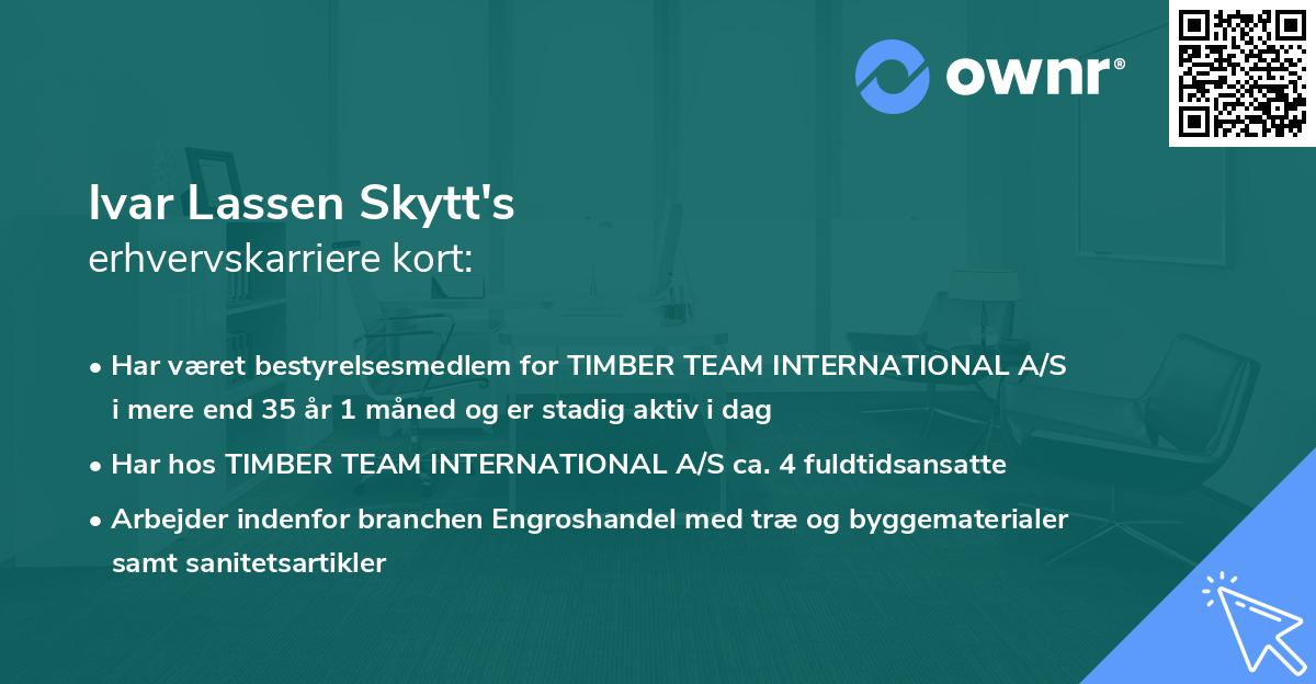 Ivar Lassen Skytt's erhvervskarriere kort