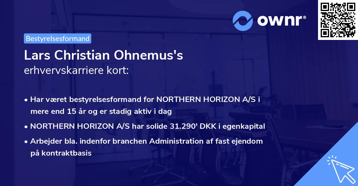 Lars Christian Ohnemus's erhvervskarriere kort