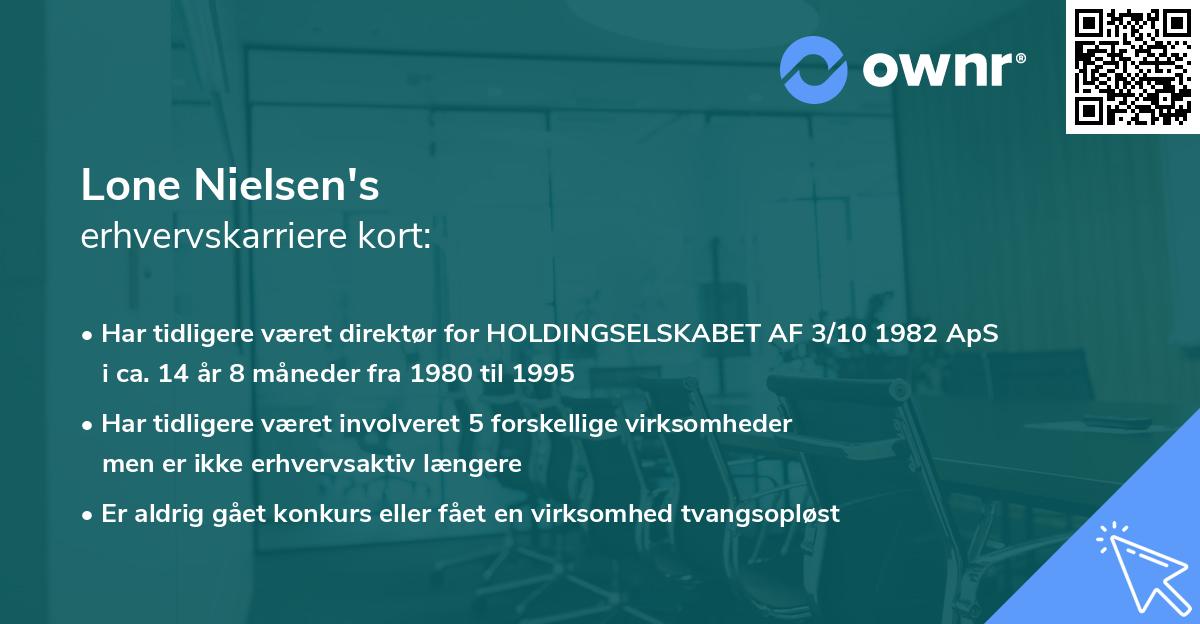 Lone Nielsen's erhvervskarriere kort