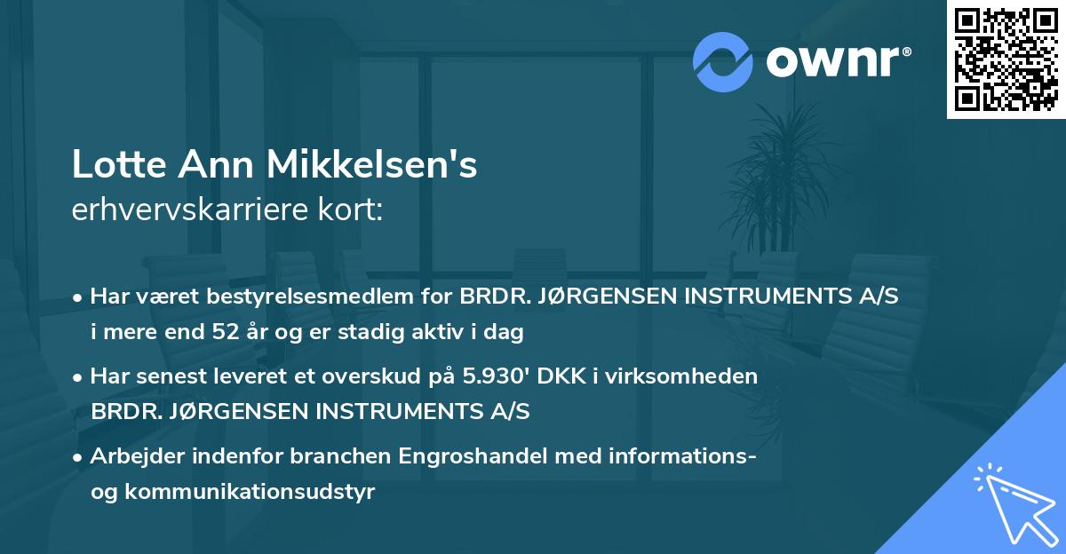 Lotte Ann Mikkelsen's erhvervskarriere kort