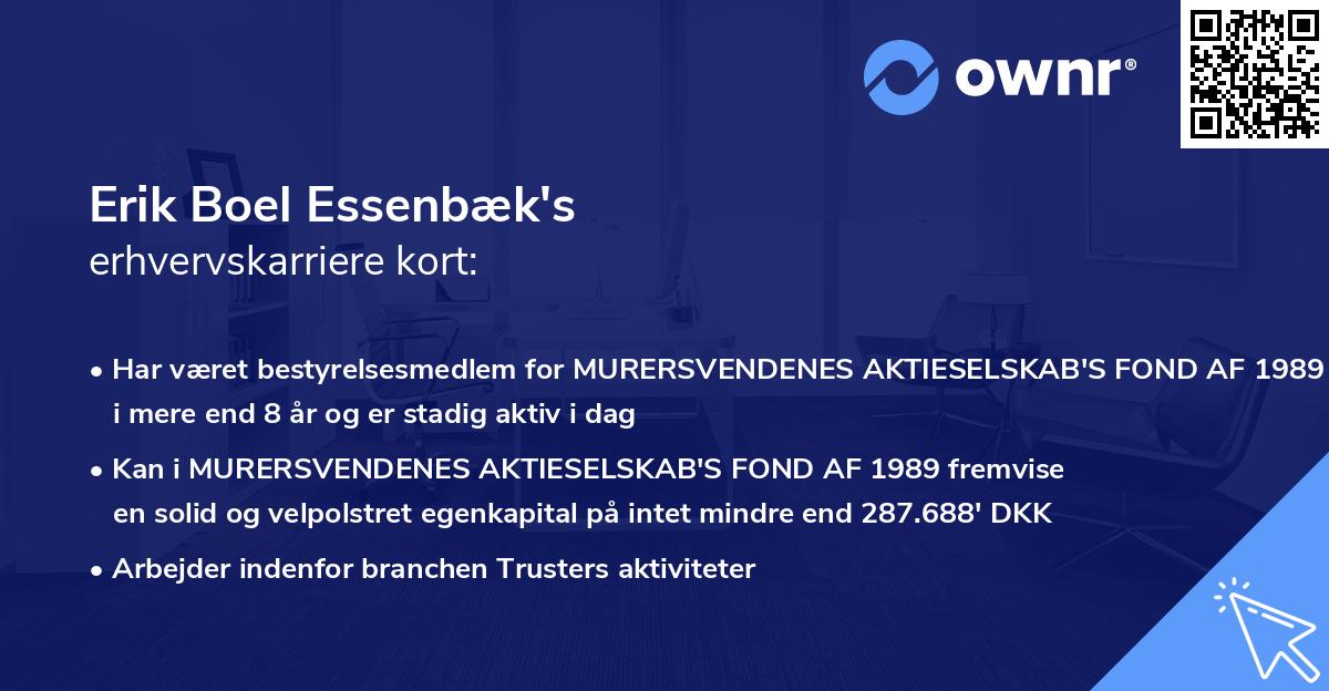 Erik Boel Essenbæk's erhvervskarriere kort