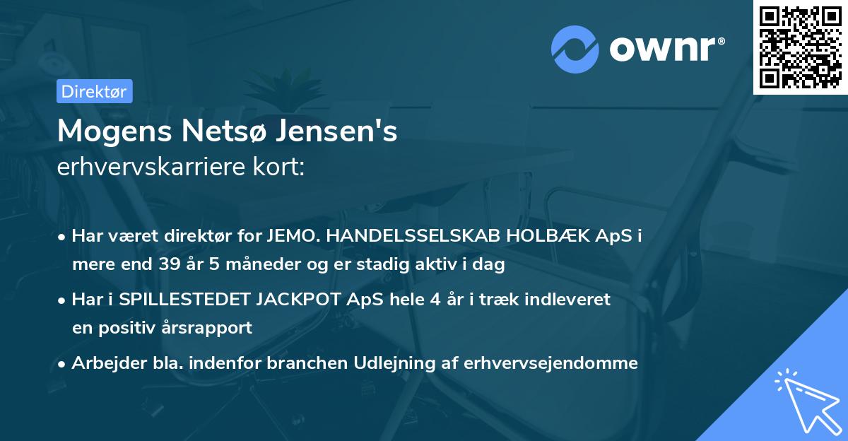 Mogens Netsø Jensen's erhvervskarriere kort