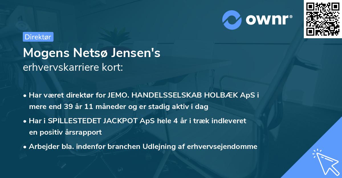 Mogens Netsø Jensen's erhvervskarriere kort