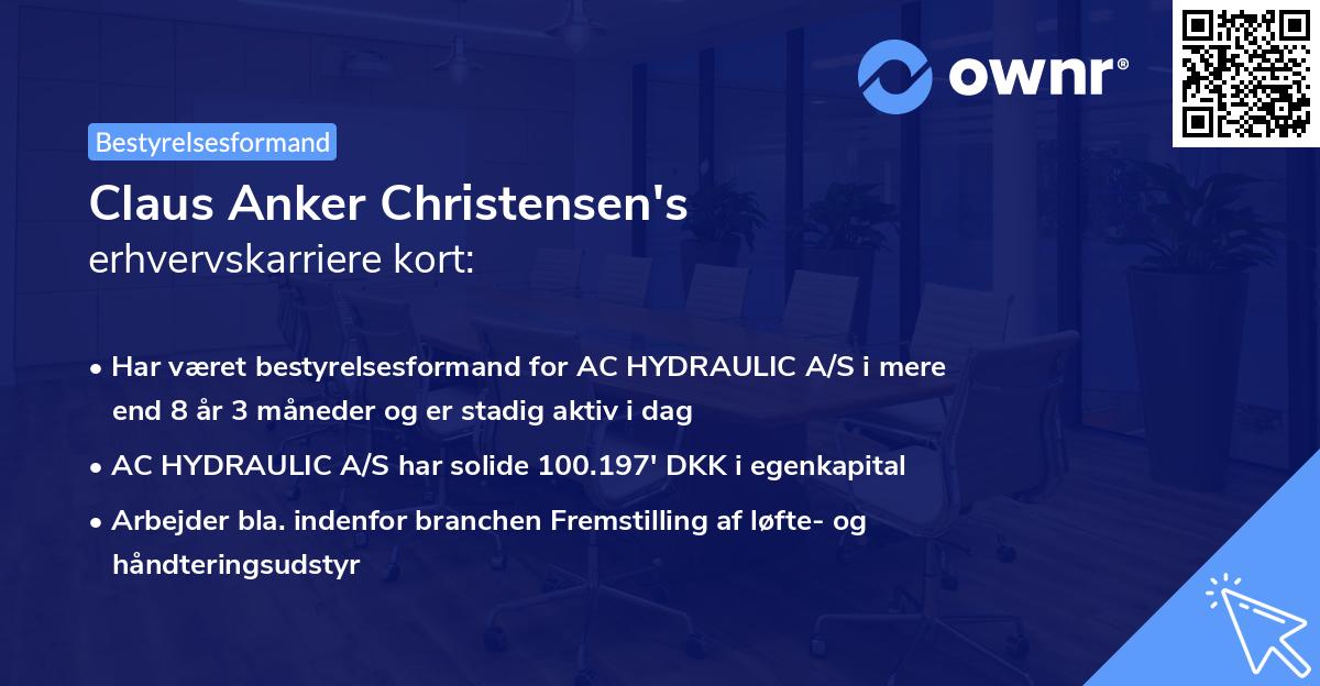 Claus Anker Christensen's erhvervskarriere kort