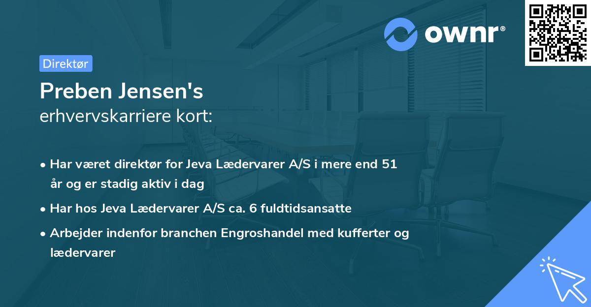 Preben Jensen's erhvervskarriere kort