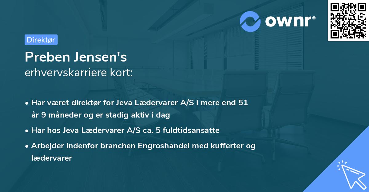 Preben Jensen's erhvervskarriere kort