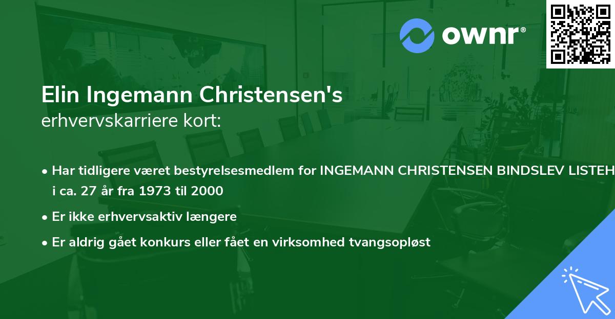 Elin Ingemann Christensen's erhvervskarriere kort