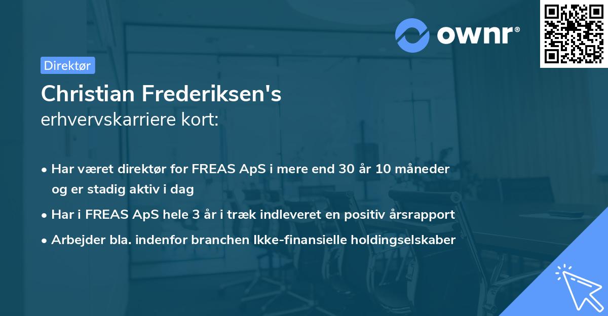Christian Frederiksen's erhvervskarriere kort