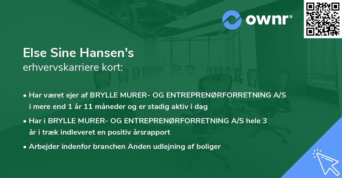 Else Sine Hansen's erhvervskarriere kort