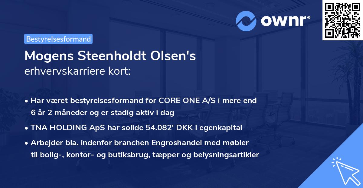 Mogens Steenholdt Olsen's erhvervskarriere kort