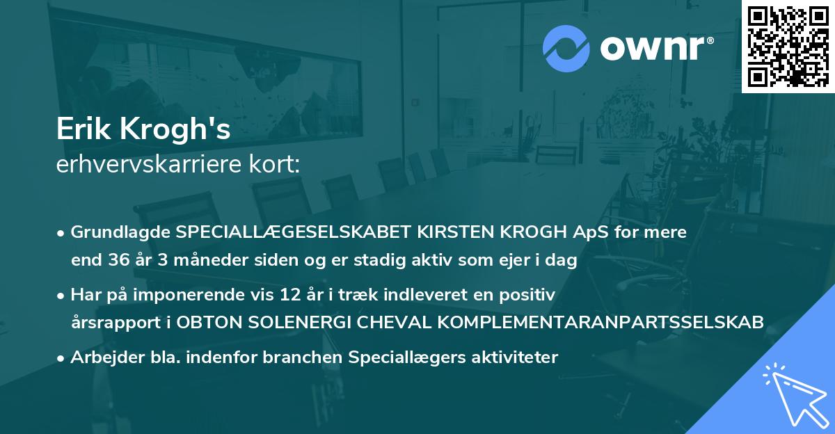 Erik Krogh's erhvervskarriere kort
