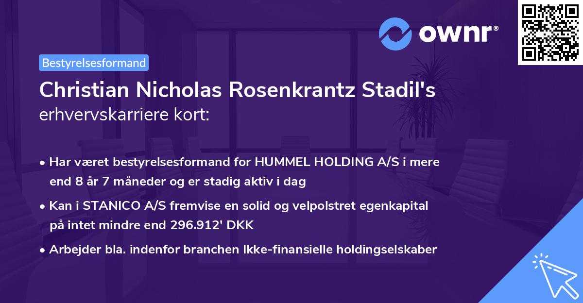 Christian Nicholas Rosenkrantz Stadil's erhvervskarriere kort