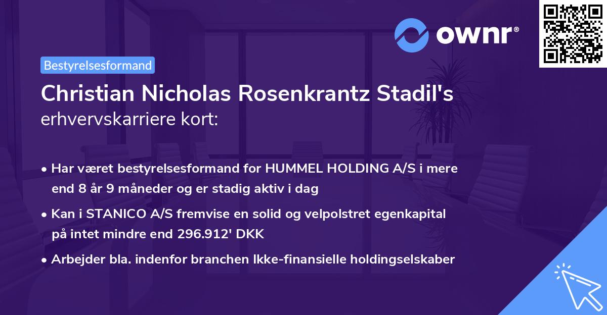 Christian Nicholas Rosenkrantz Stadil's erhvervskarriere kort