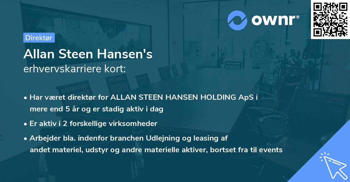 Allan Steen Hansen's erhvervskarriere kort