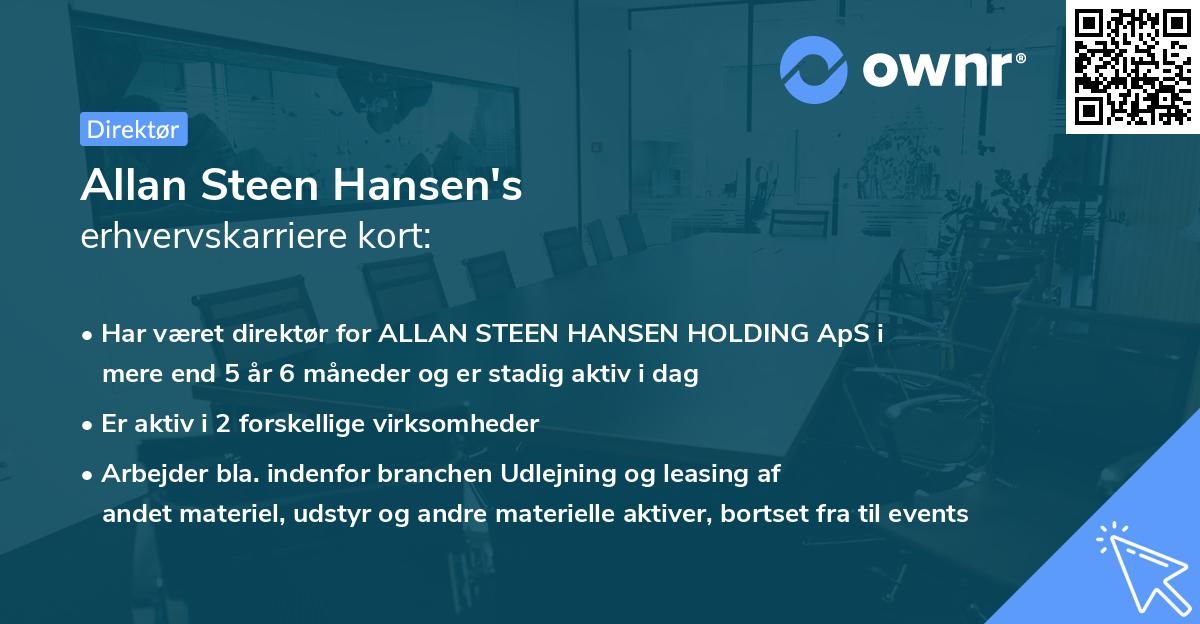 Allan Steen Hansen's erhvervskarriere kort