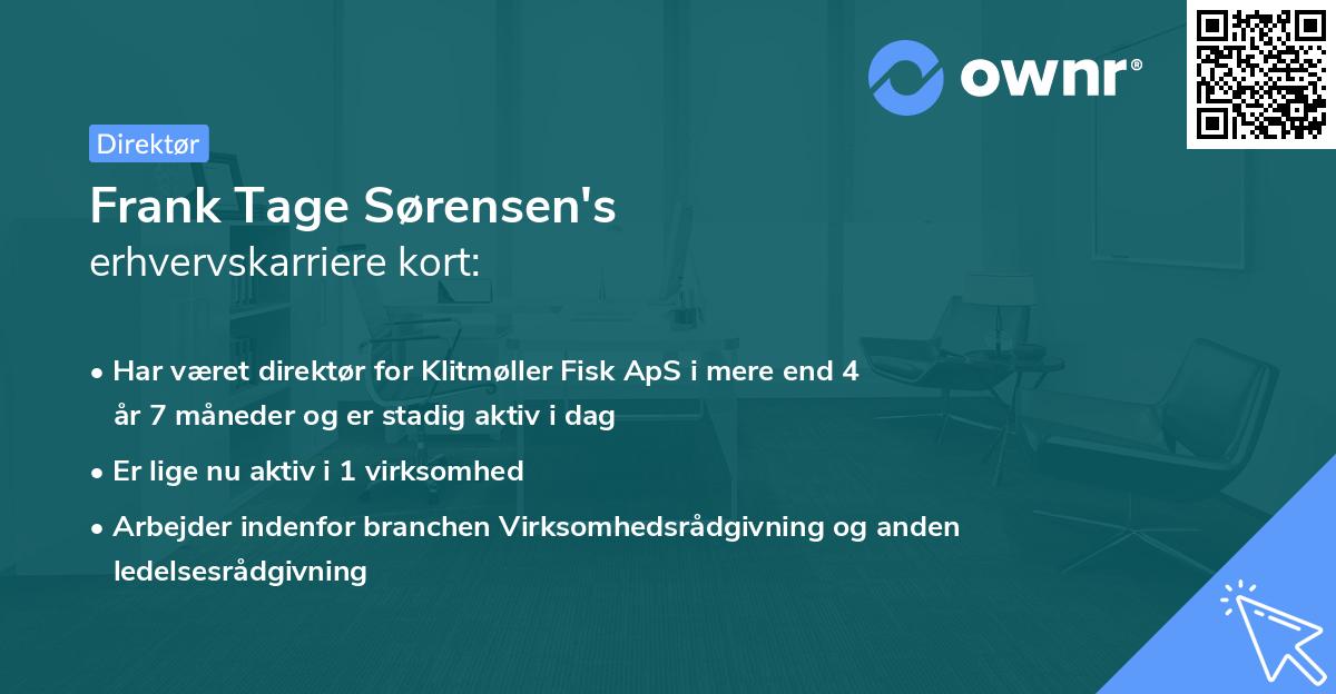Frank Tage Sørensen's erhvervskarriere kort