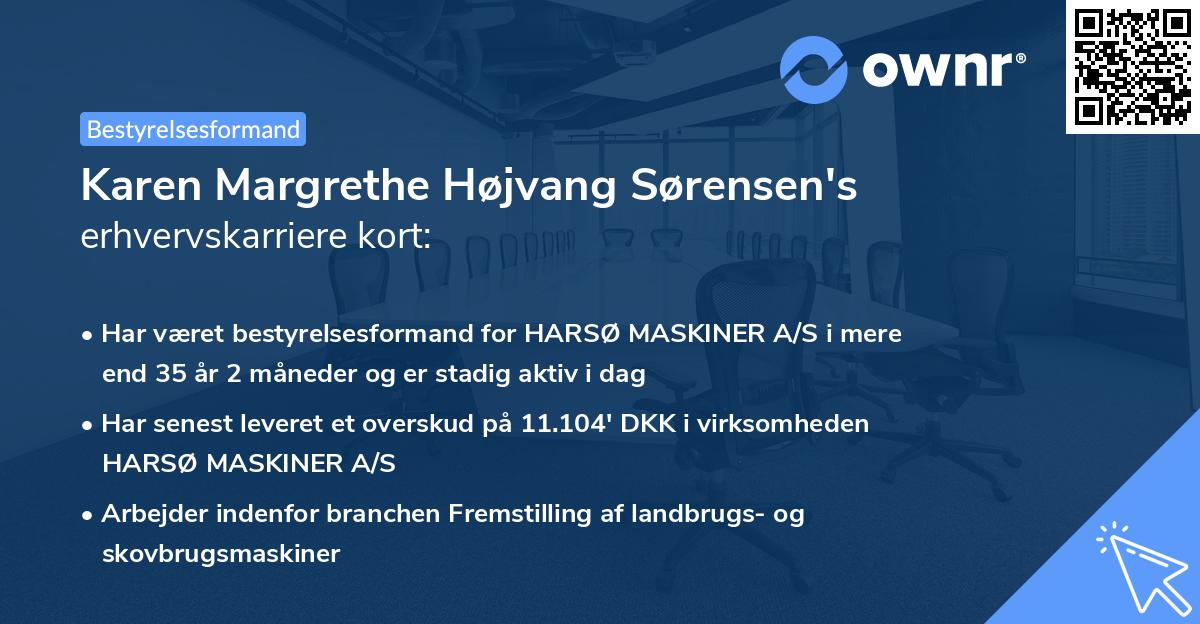 Karen Margrethe Højvang Sørensen's erhvervskarriere kort