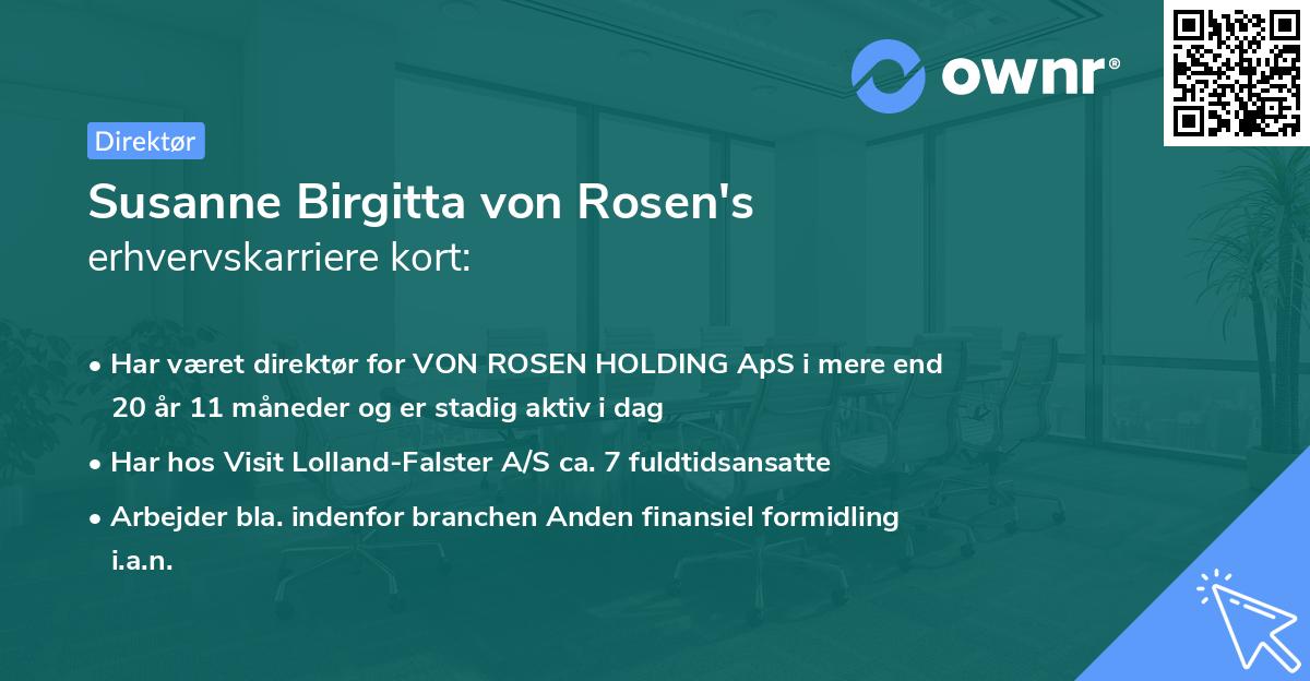 Susanne Birgitta von Rosen's erhvervskarriere kort