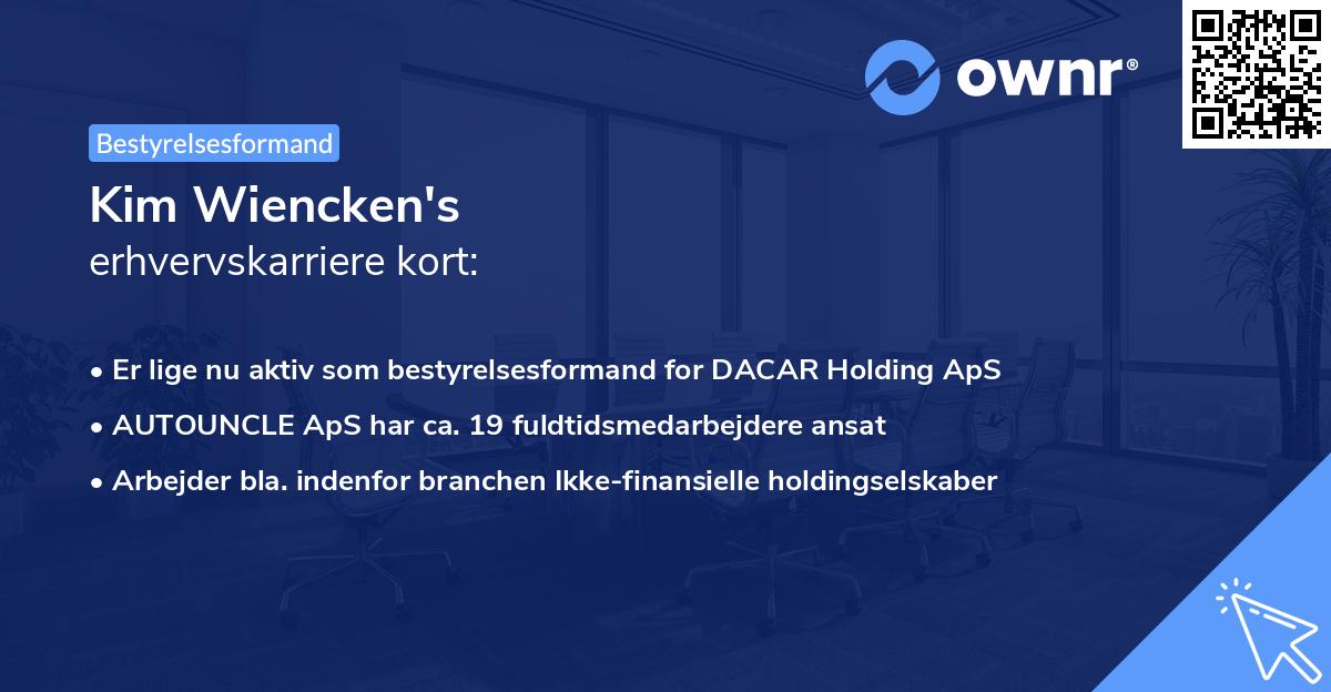 Kim Wiencken's erhvervskarriere kort
