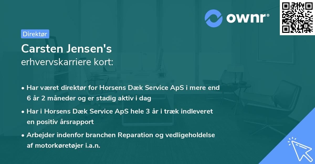 Carsten Jensen's erhvervskarriere kort