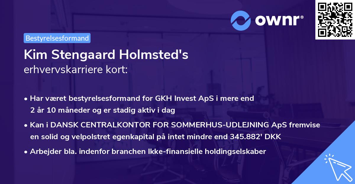 Kim Stengaard Holmsted's erhvervskarriere kort
