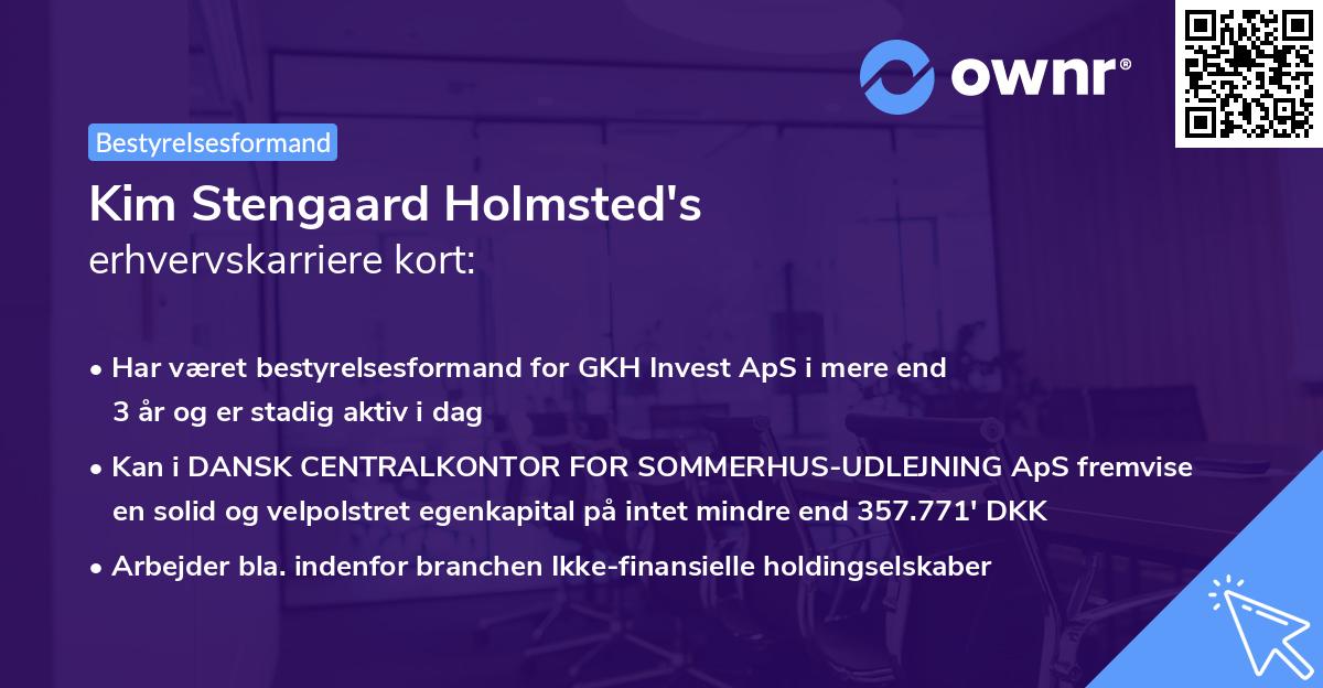 Kim Stengaard Holmsted's erhvervskarriere kort