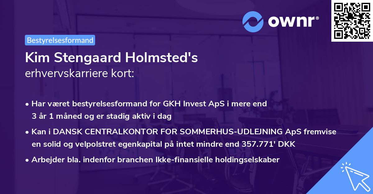 Kim Stengaard Holmsted's erhvervskarriere kort