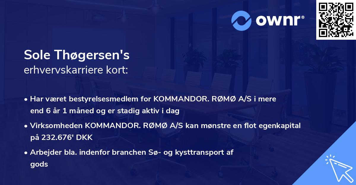 Sole Thøgersen's erhvervskarriere kort
