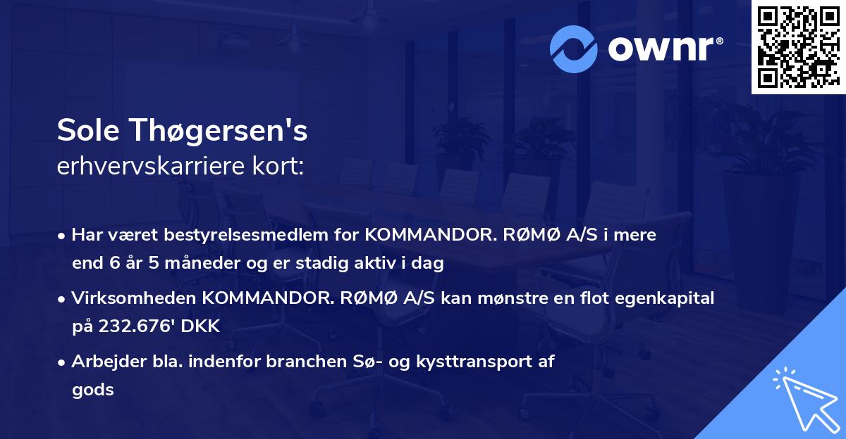 Sole Thøgersen's erhvervskarriere kort