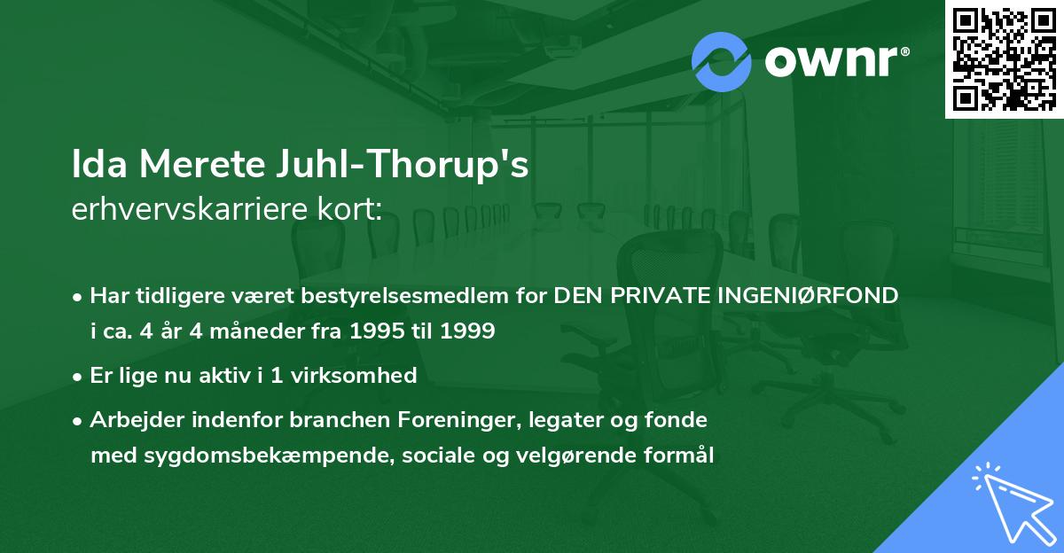 Ida Merete Juhl-Thorup's erhvervskarriere kort