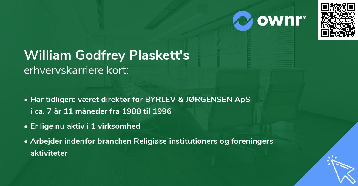 William Godfrey Plaskett's erhvervskarriere kort