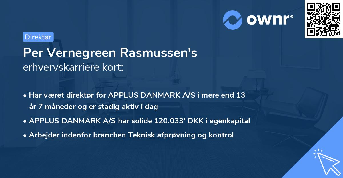 Per Vernegreen Rasmussen's erhvervskarriere kort