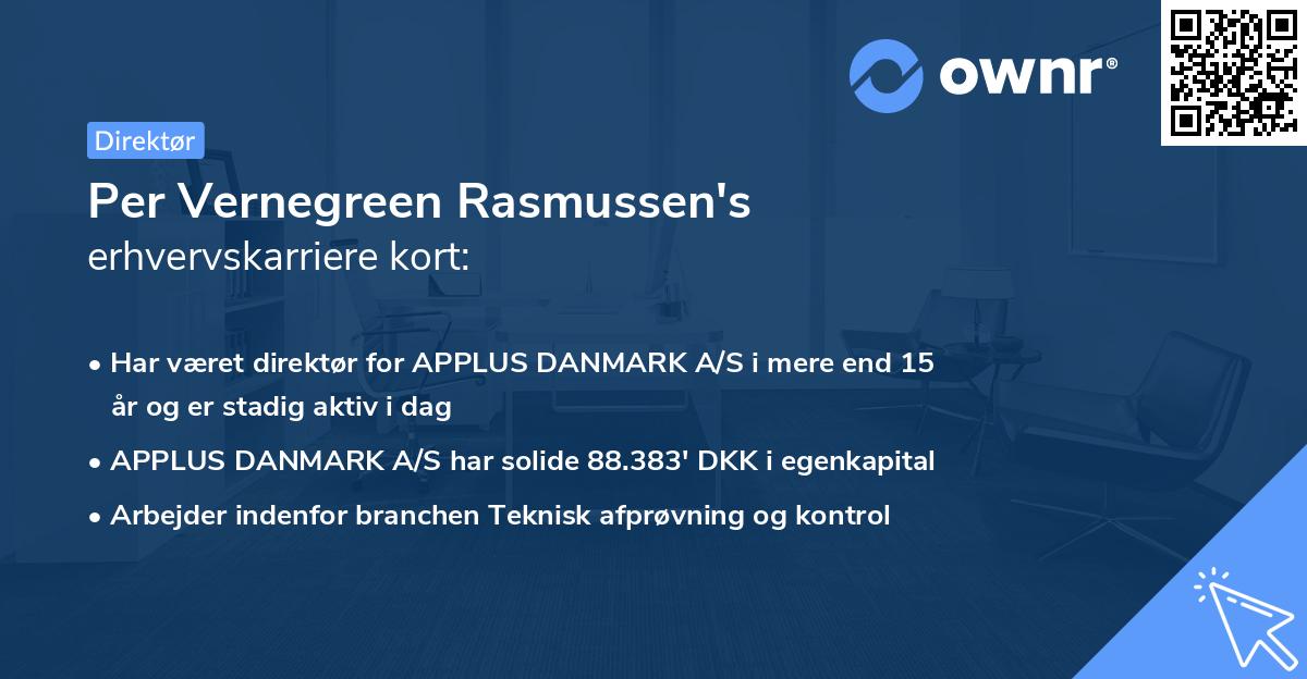 Per Vernegreen Rasmussen's erhvervskarriere kort