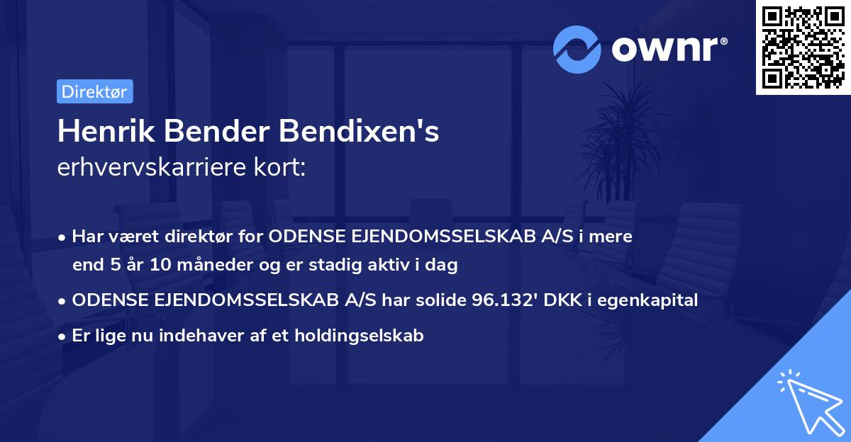 Henrik Bender Bendixen's erhvervskarriere kort