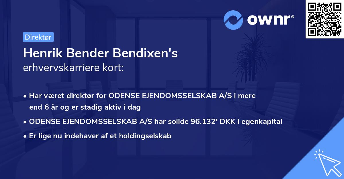 Henrik Bender Bendixen's erhvervskarriere kort