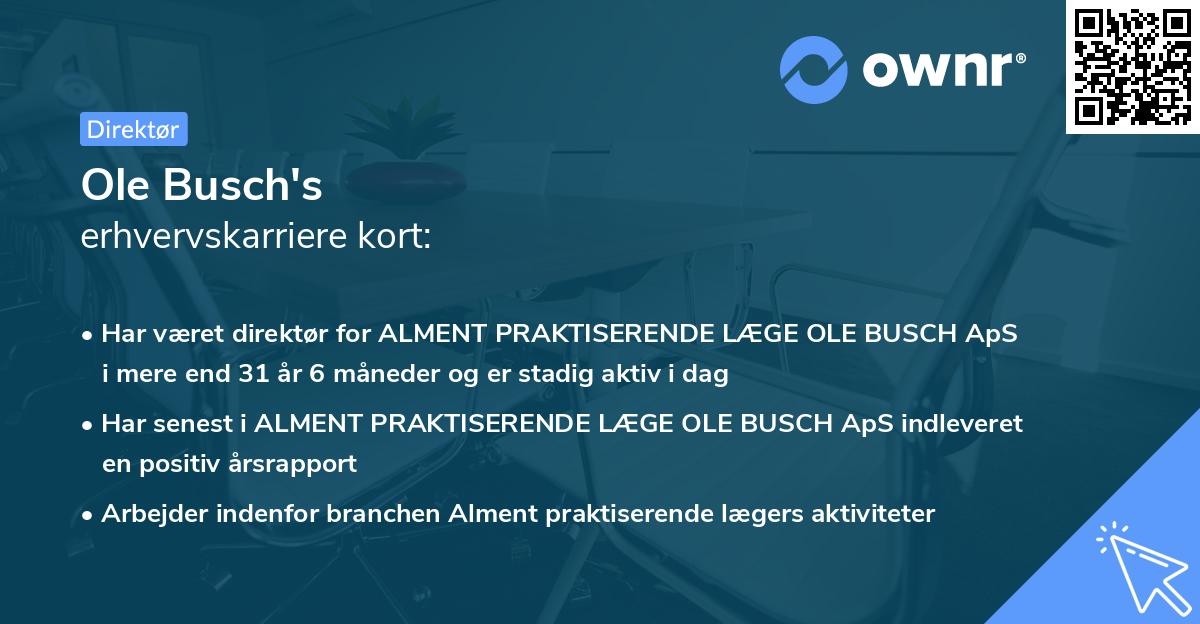 Ole Busch's erhvervskarriere kort