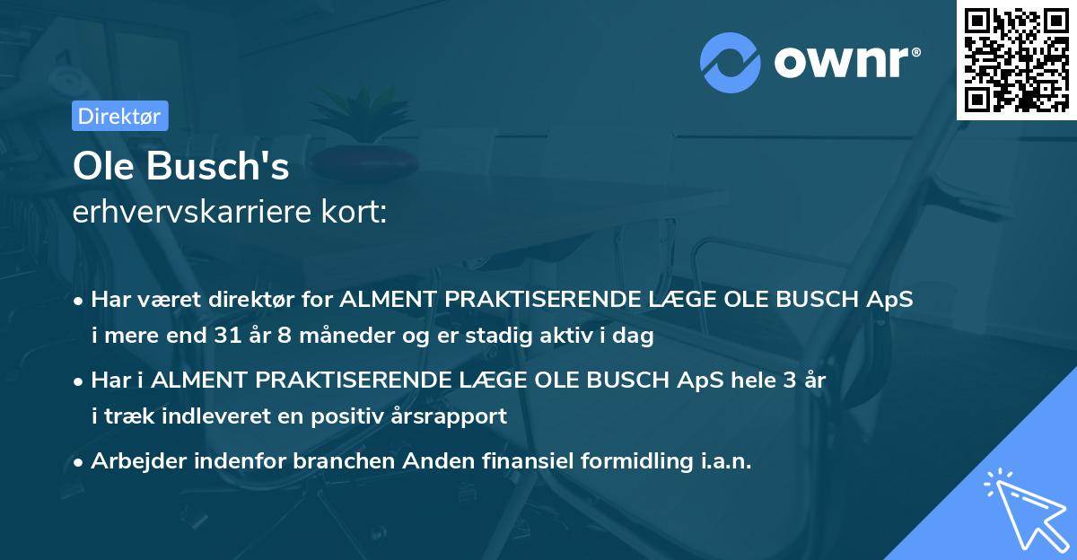 Ole Busch's erhvervskarriere kort