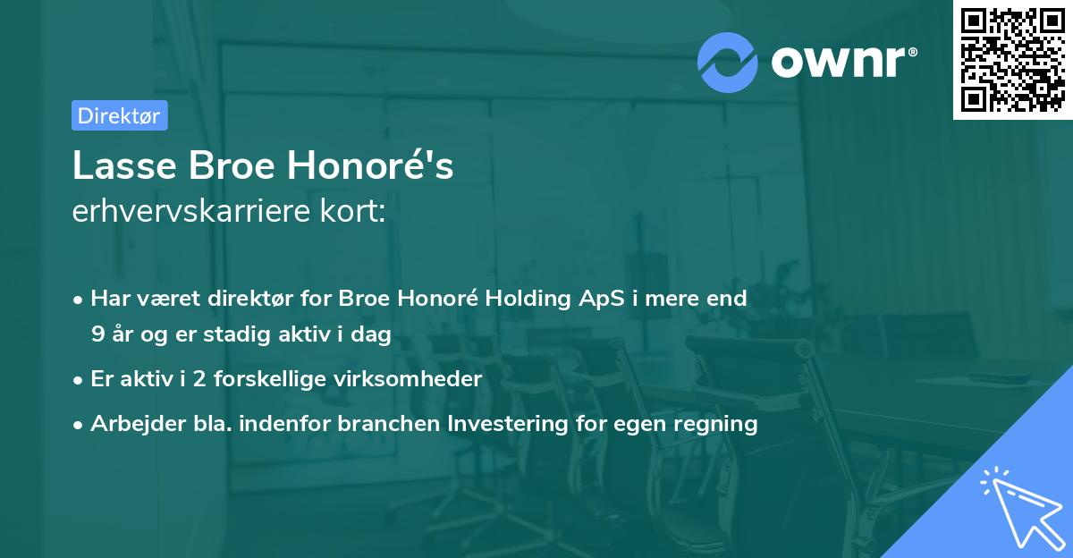 Lasse Broe Honoré's erhvervskarriere kort