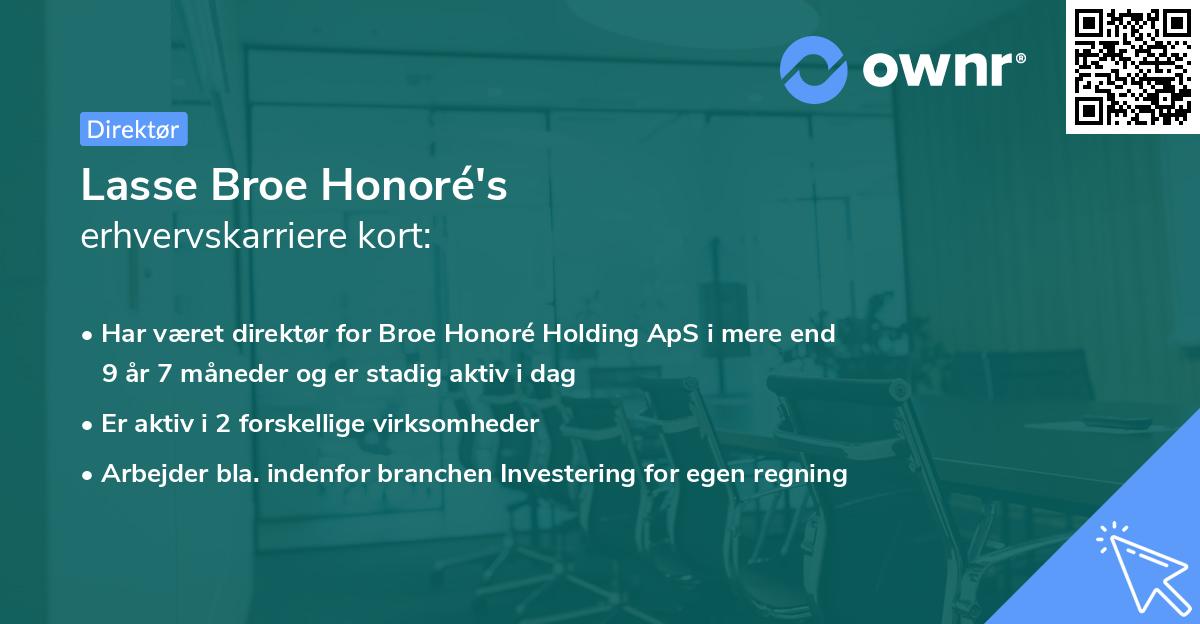 Lasse Broe Honoré's erhvervskarriere kort