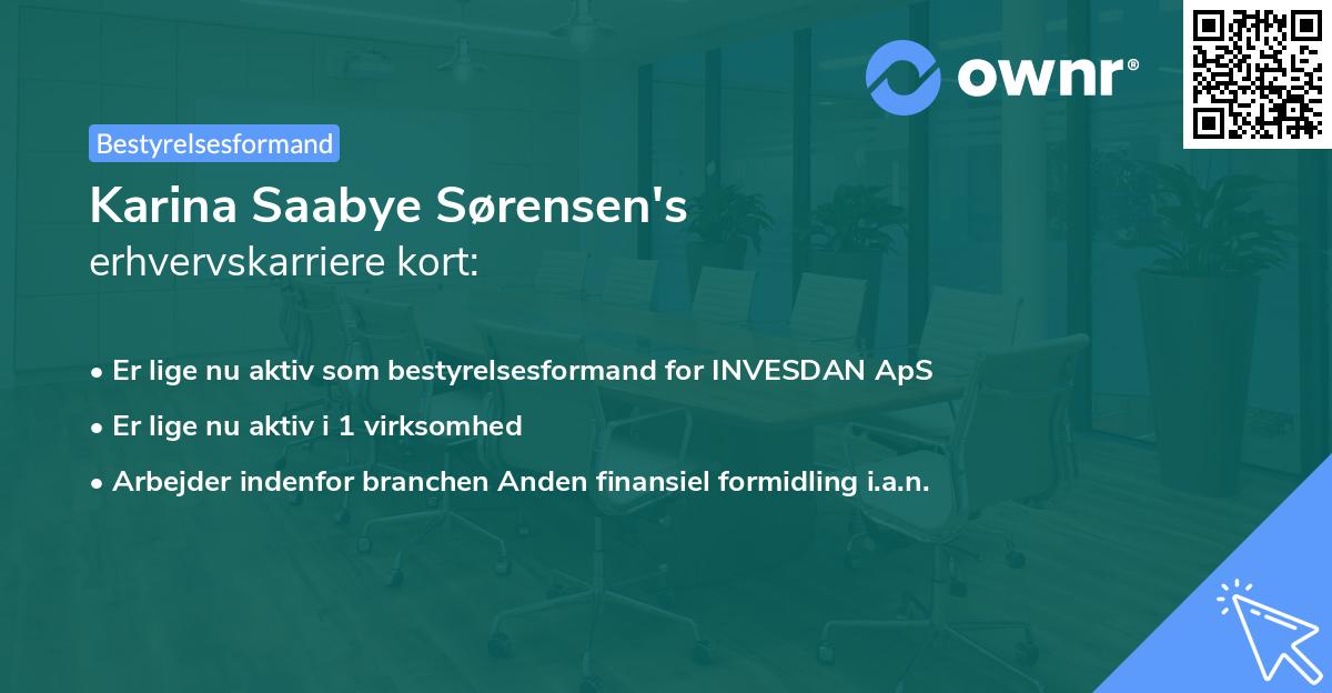 Karina Saabye Sørensen's erhvervskarriere kort
