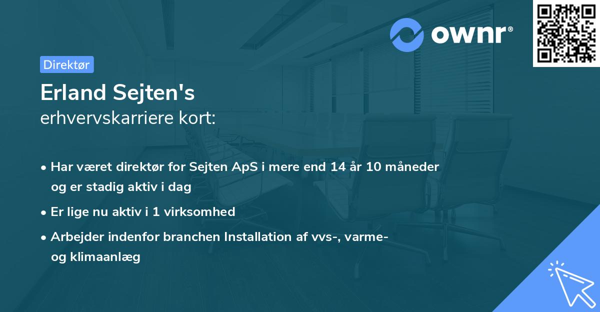 Erland Sejten's erhvervskarriere kort
