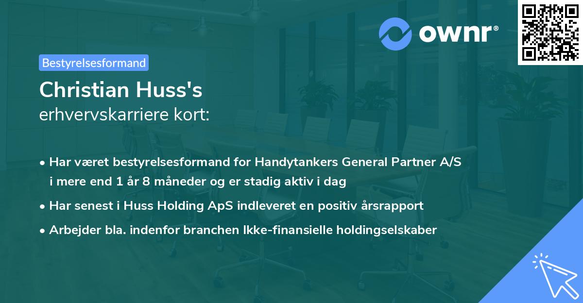 Christian Huss's erhvervskarriere kort