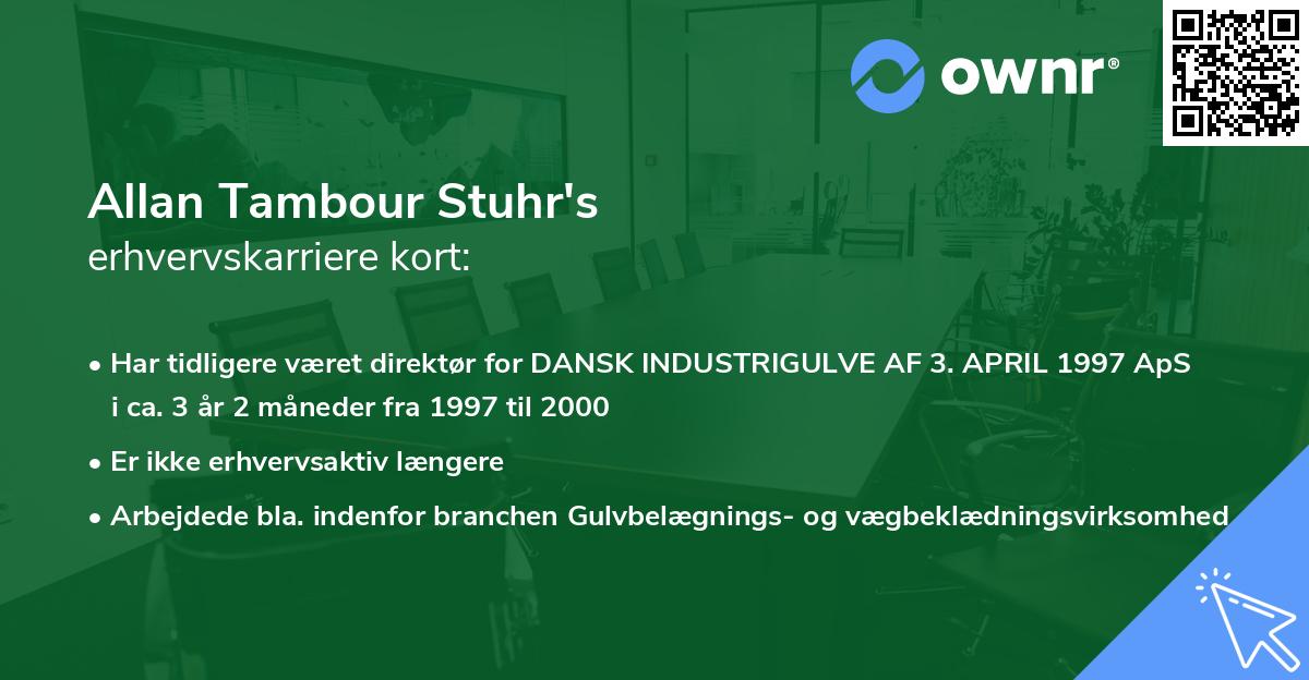 Allan Tambour Stuhr's erhvervskarriere kort