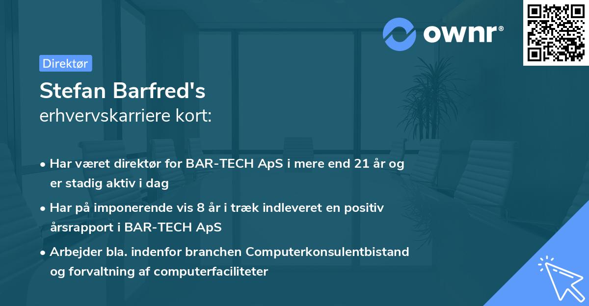Stefan Barfred's erhvervskarriere kort