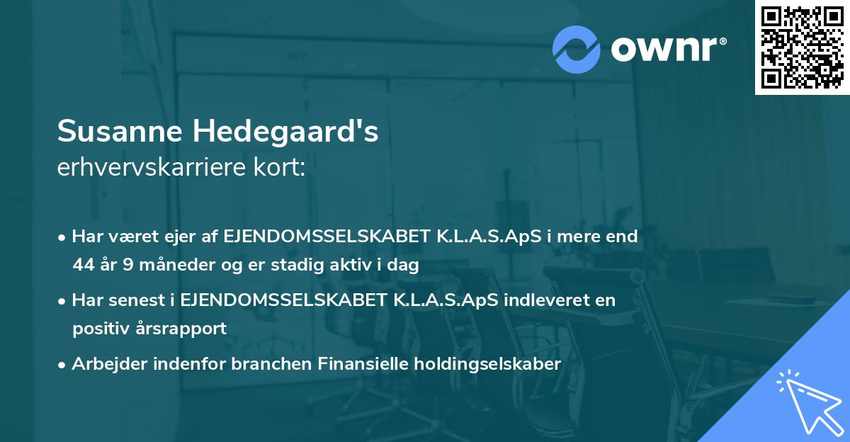 Susanne Hedegaard's erhvervskarriere kort