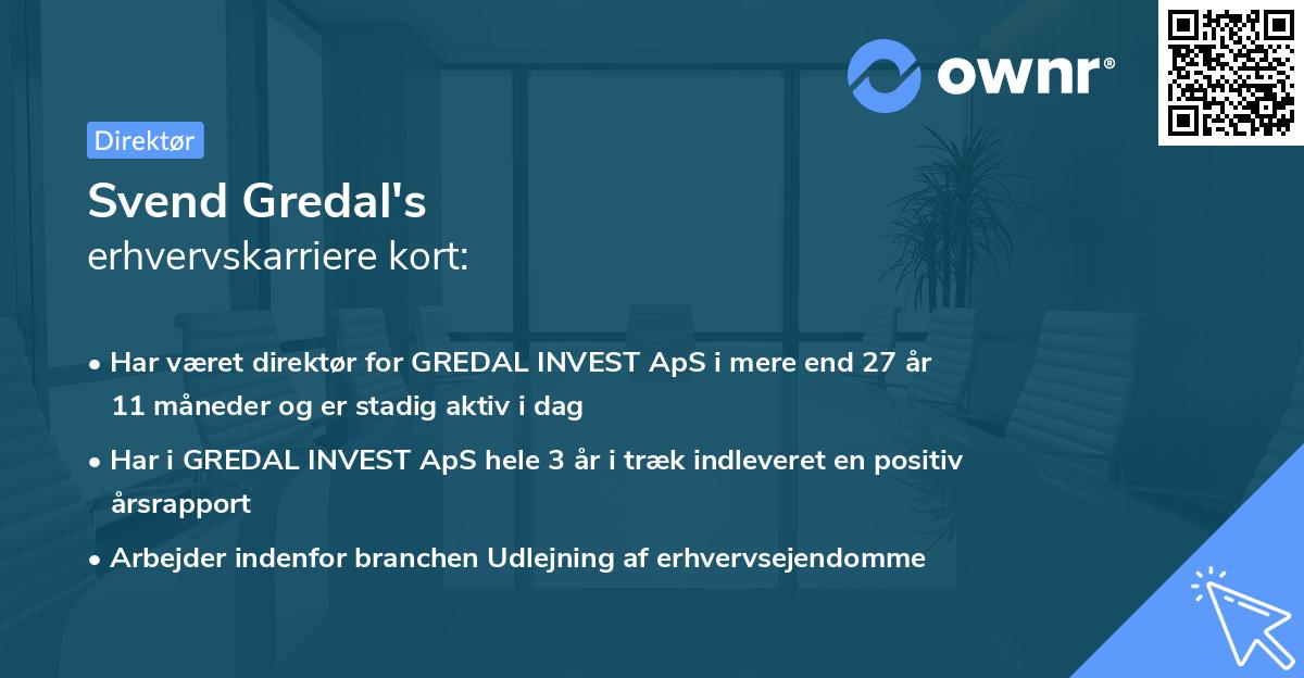 Svend Gredal's erhvervskarriere kort