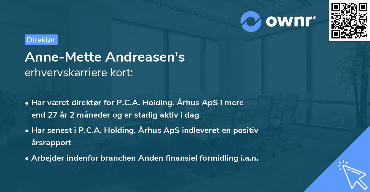 Anne-Mette Andreasen's erhvervskarriere kort