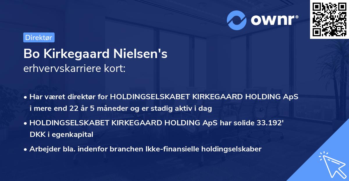Bo Kirkegaard Nielsen's erhvervskarriere kort