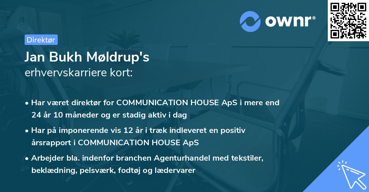 Jan Bukh Møldrup's erhvervskarriere kort