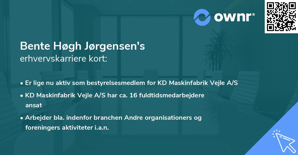 Bente Høgh Jørgensen's erhvervskarriere kort